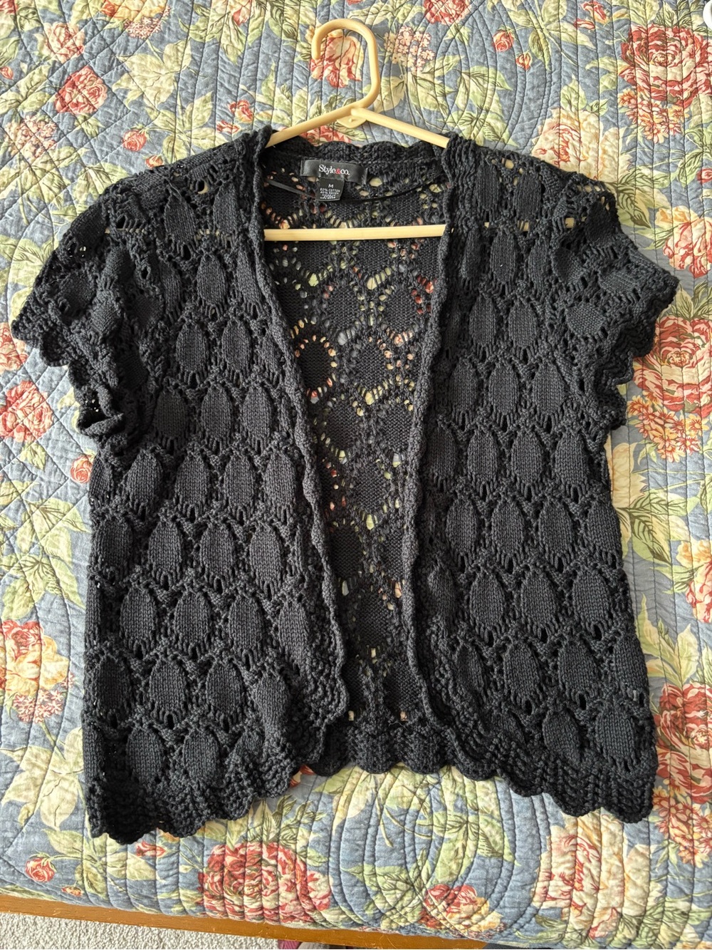 Style&co Open Knit Short-Sleeve Cardigan Sweater